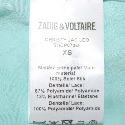 Zadig & Voltaire Green/Blue Silk Lace Trimmed Christy Camisole Top