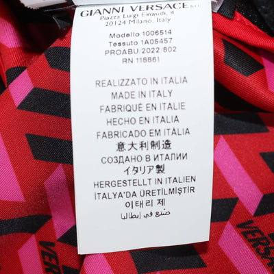 Versace Red Jersey Geometrical Logo Print One Piece Swimsuit
