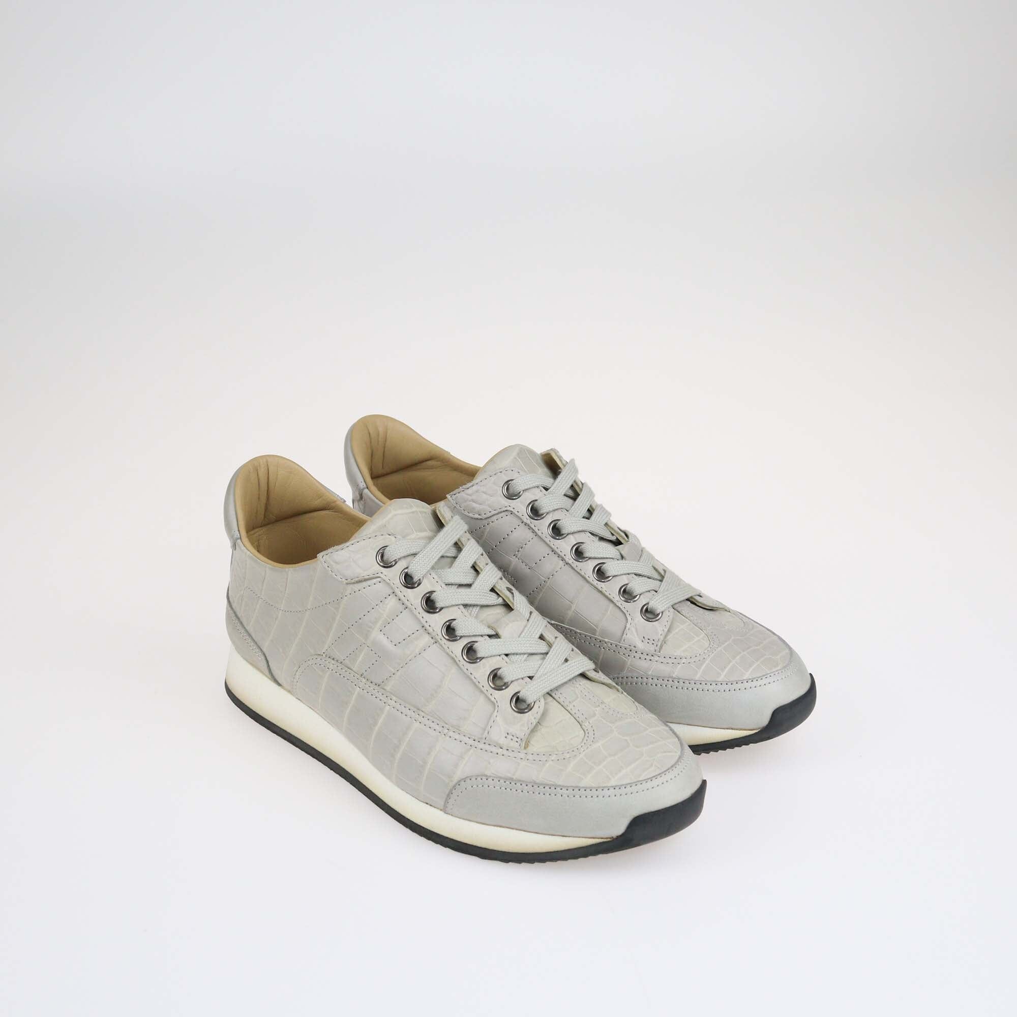 Hermes Grey Croc Trial Low Top Sneakers Shoes Hermes 