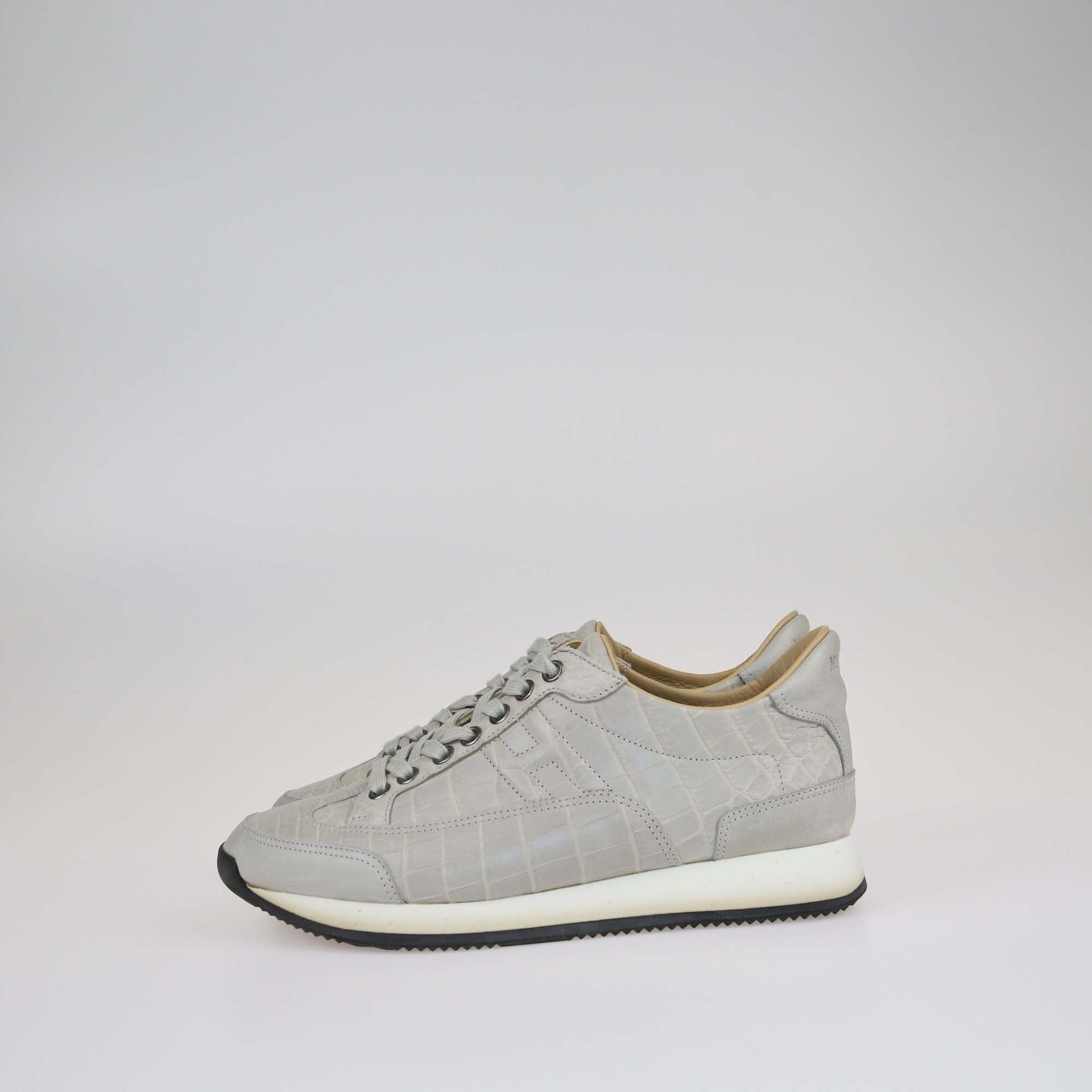 Hermes Grey Croc Trial Low Top Sneakers Shoes Hermes 