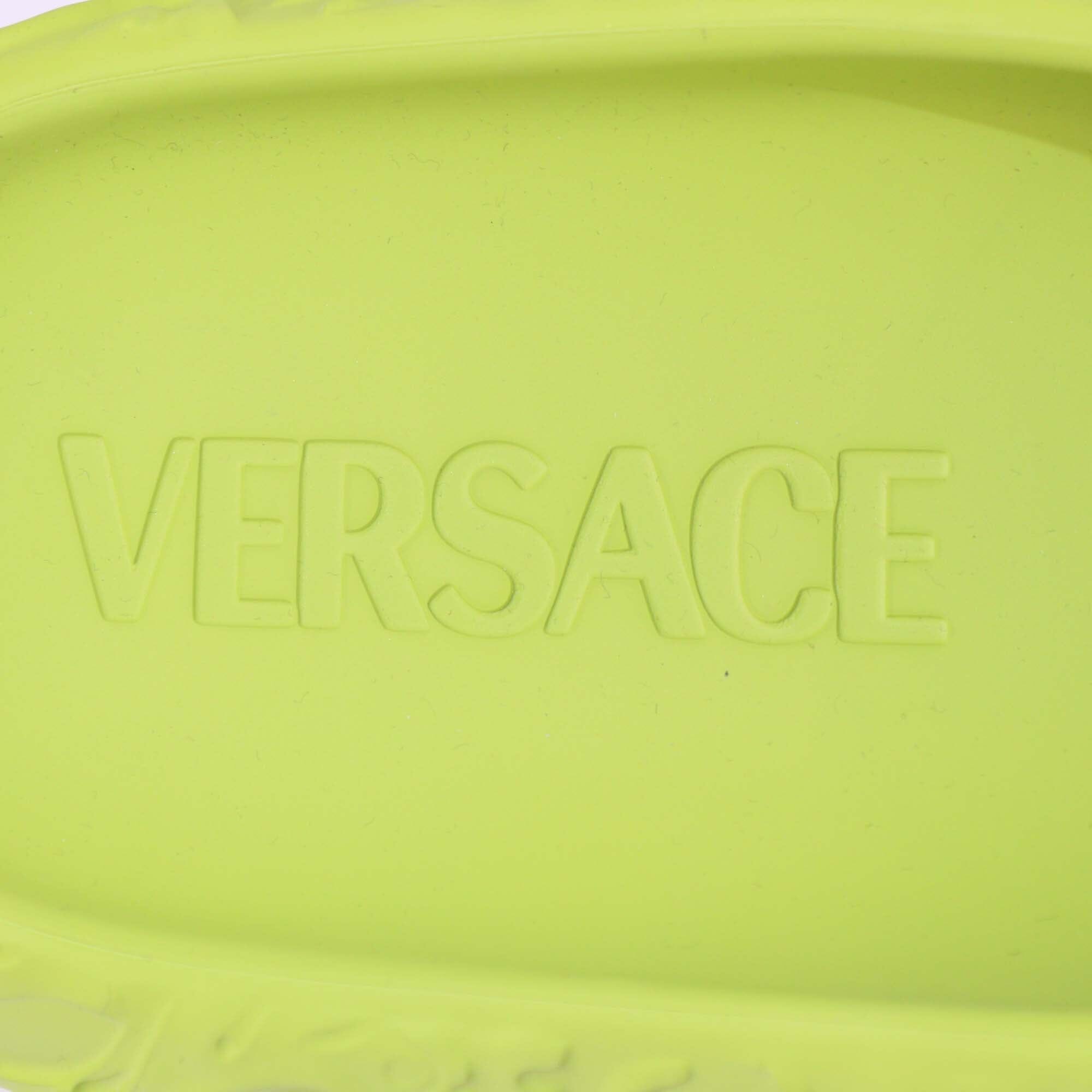 Versace Yellow Green Baroque Medusa Embossed Pool Slides Mens Versace 