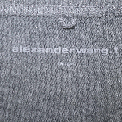 Alexander Wang.T Grey Glitter Cotton Puff Logo Crew Neck T-Shirt