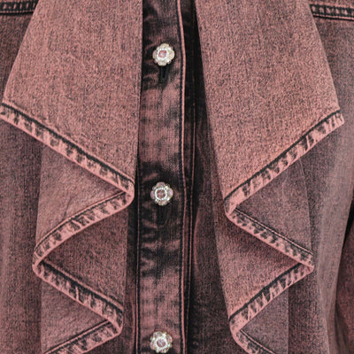 Chanel Pink Washed Denim Flare Front Long Sleeve Jacket