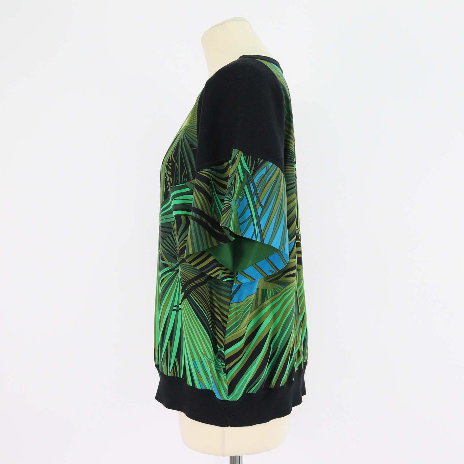 Hermes Green/Black Silk and Cotton Printed Crew Neck Shirt