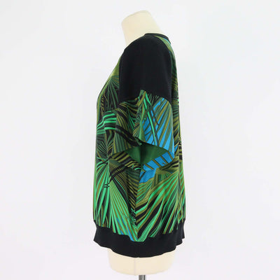 Hermes Green/Black Silk and Cotton Printed Crew Neck Shirt