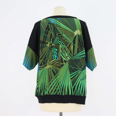 Hermes Green/Black Silk and Cotton Printed Crew Neck Shirt