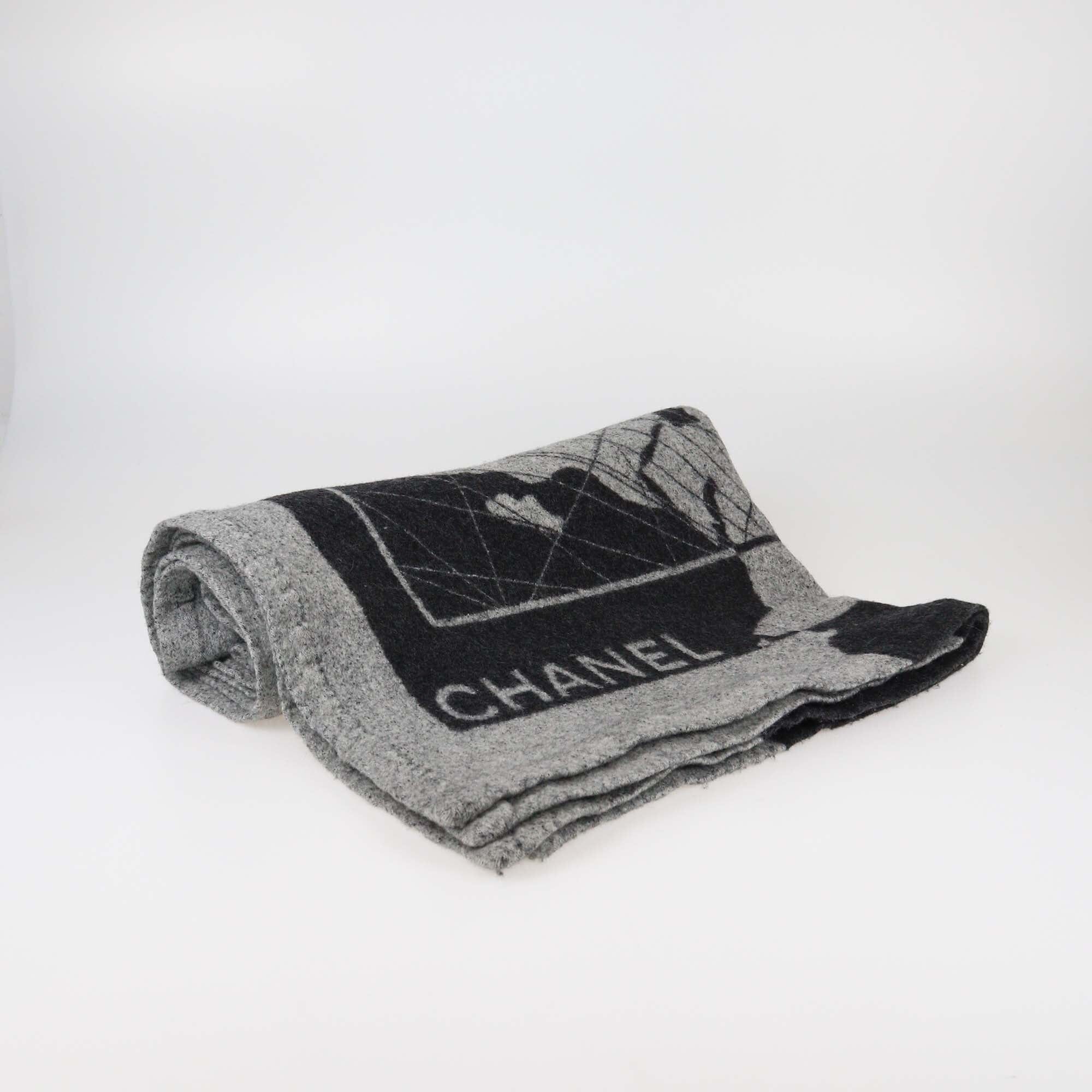 Chanel Black/Grey World Traveler Throw Blanket Womens Chanel 