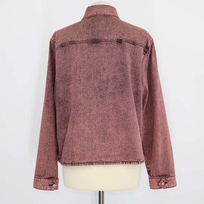 Chanel Pink Washed Denim Flare Front Long Sleeve Jacket