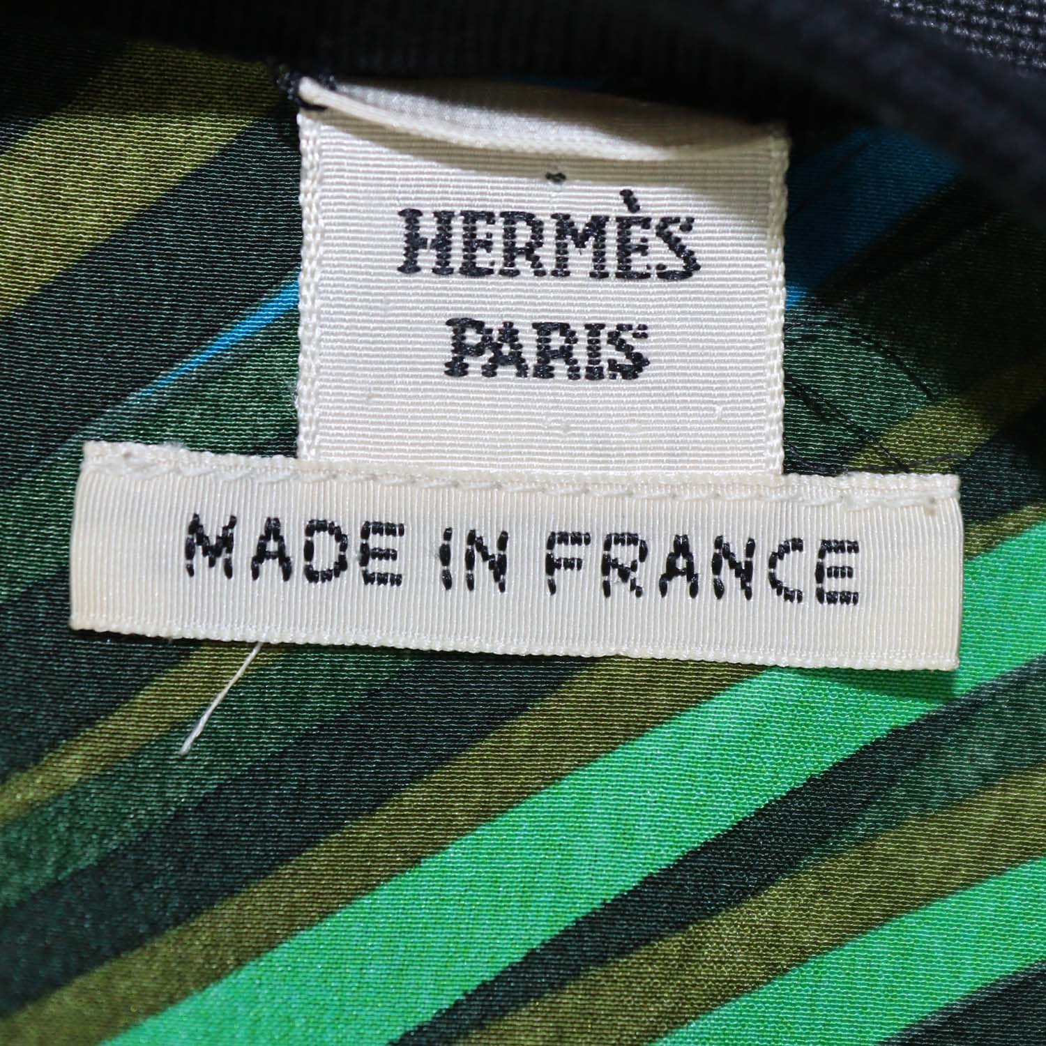 Hermes Green/Black Silk and Cotton Printed Crew Neck Shirt
