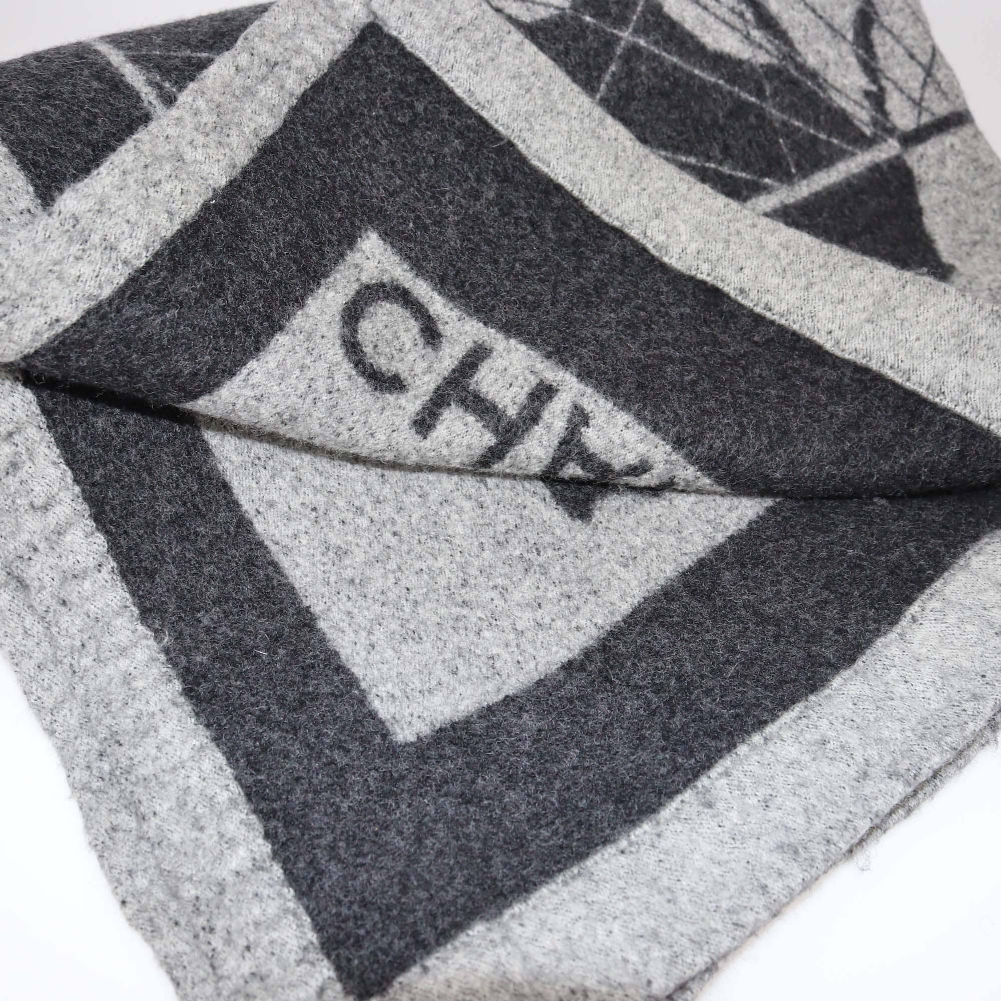 Chanel Black/Grey World Traveler Throw Blanket Womens Chanel 