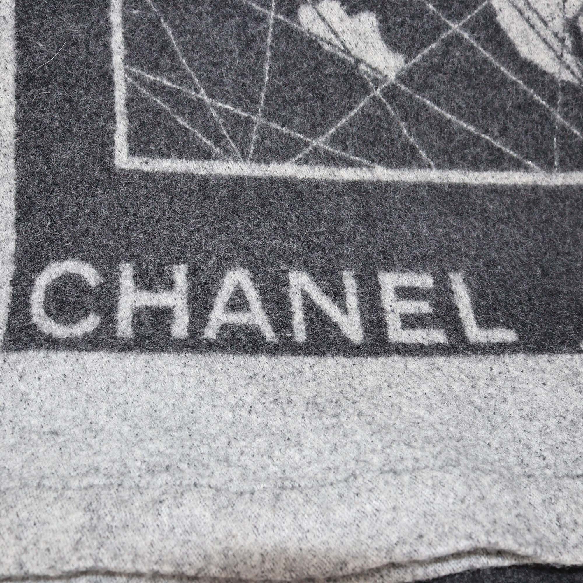 Chanel Black/Grey World Traveler Throw Blanket Womens Chanel 