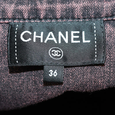 Chanel Pink Washed Denim Flare Front Long Sleeve Jacket