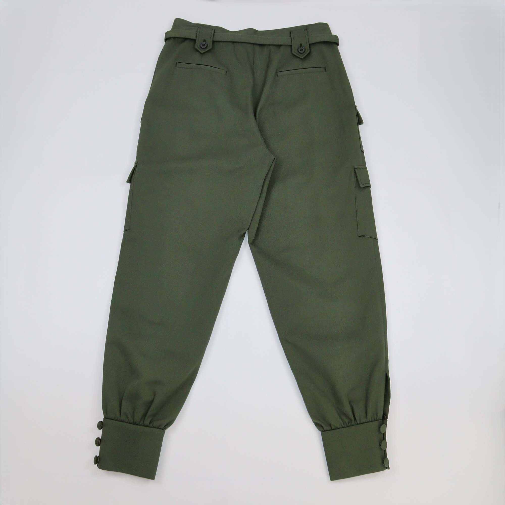 Miu Miu Army Green Cotton Belted Cargo Trouser Womens Miu Miu 