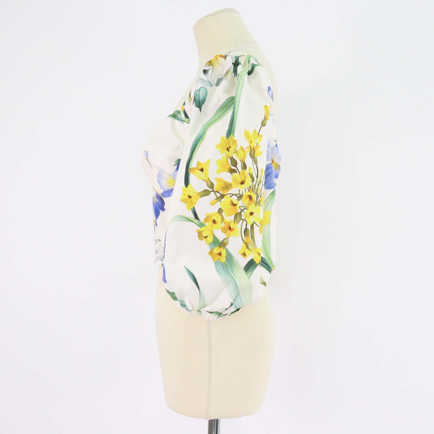 Dolce & Gabbana Multicolor Cotton Floral Print Puff Crop Top