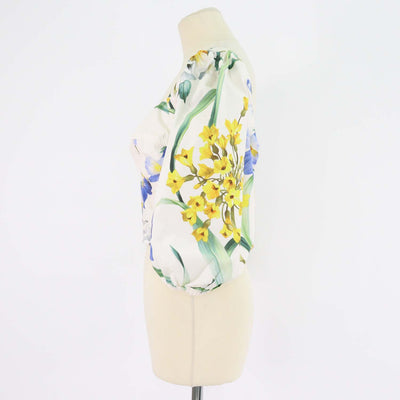 Dolce & Gabbana Multicolor Cotton Floral Print Puff Crop Top