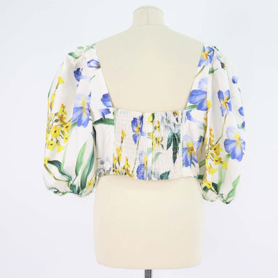 Dolce & Gabbana Multicolor Cotton Floral Print Puff Crop Top