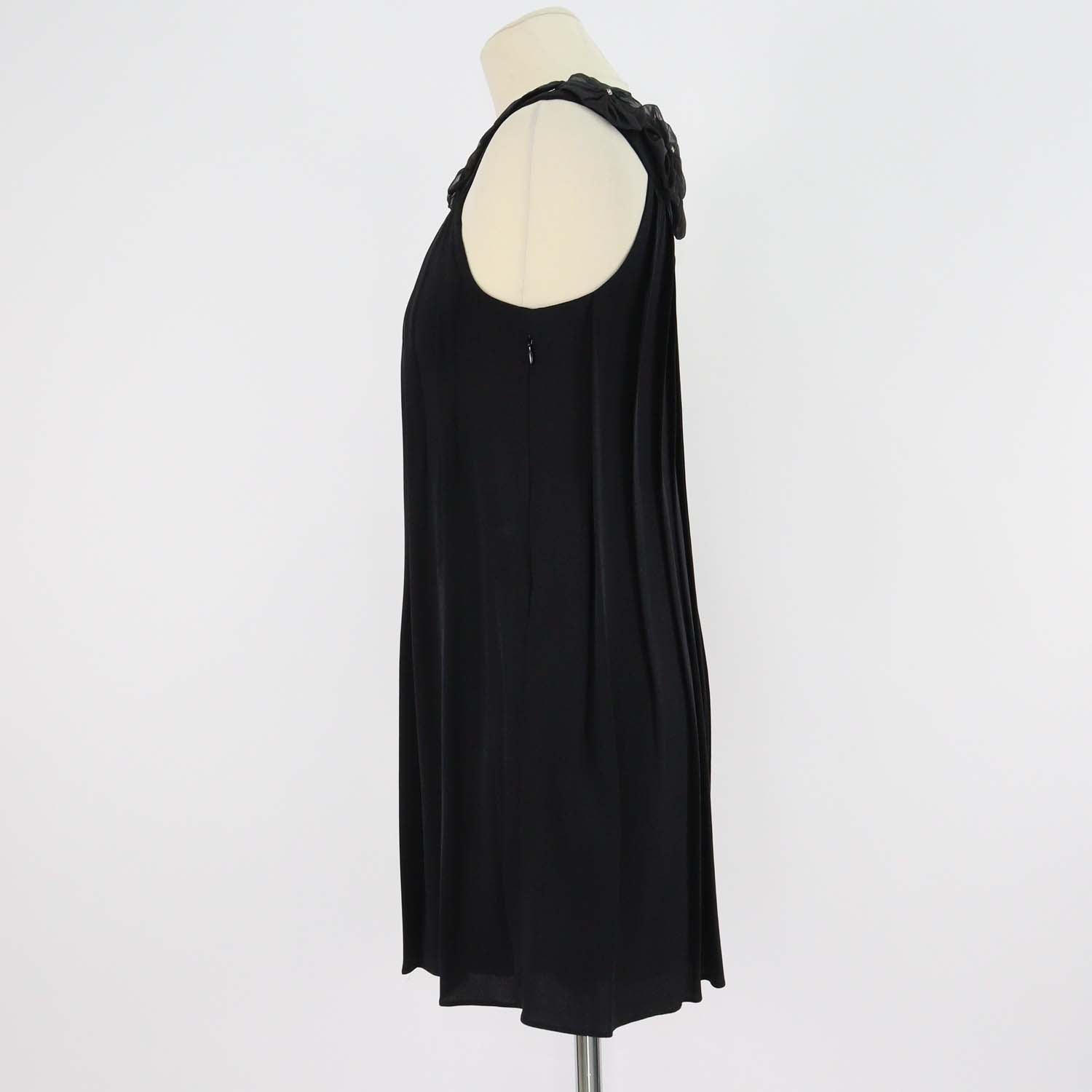 Alice+Olivia Black Silk Sleeveless Pleated Swing Tunic Top
