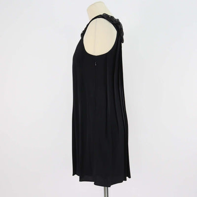 Alice+Olivia Black Silk Sleeveless Pleated Swing Tunic Top