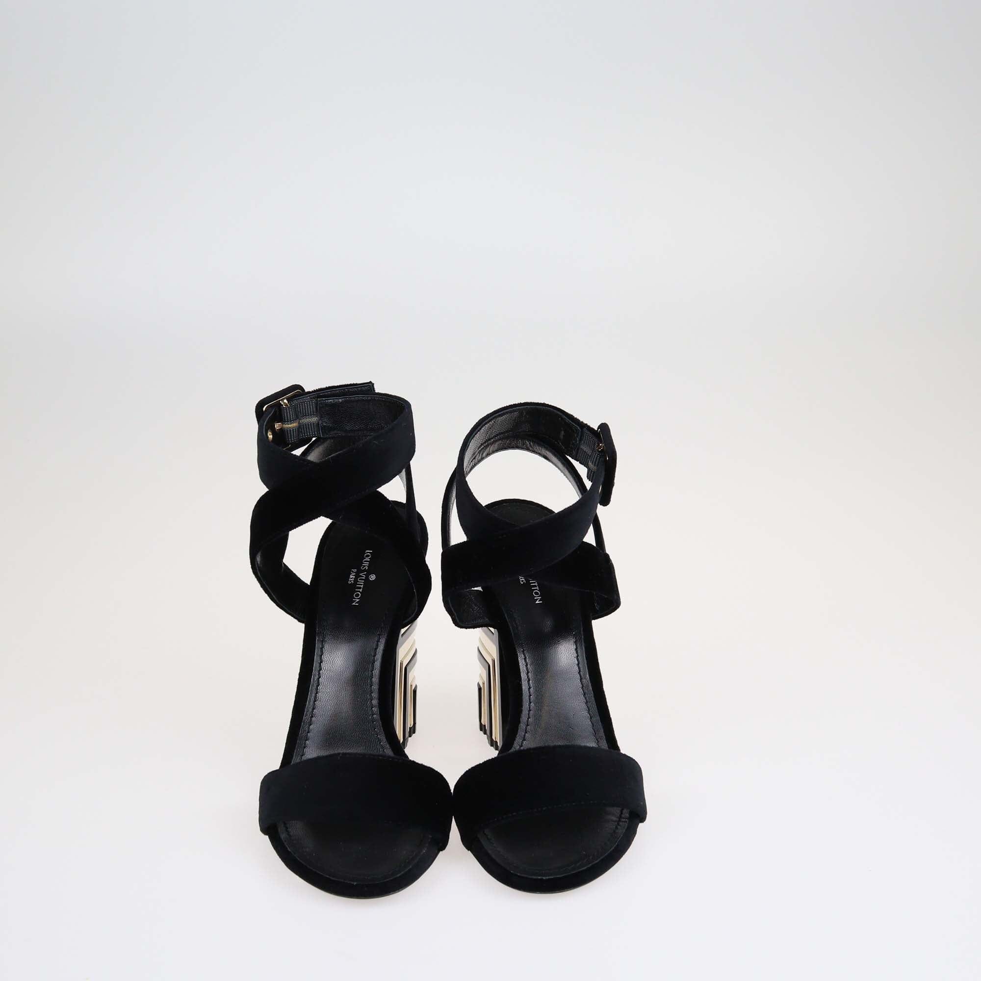 Louis Vuitton Black Ankle Wrap Sandals Shoes Louis Vuitton 