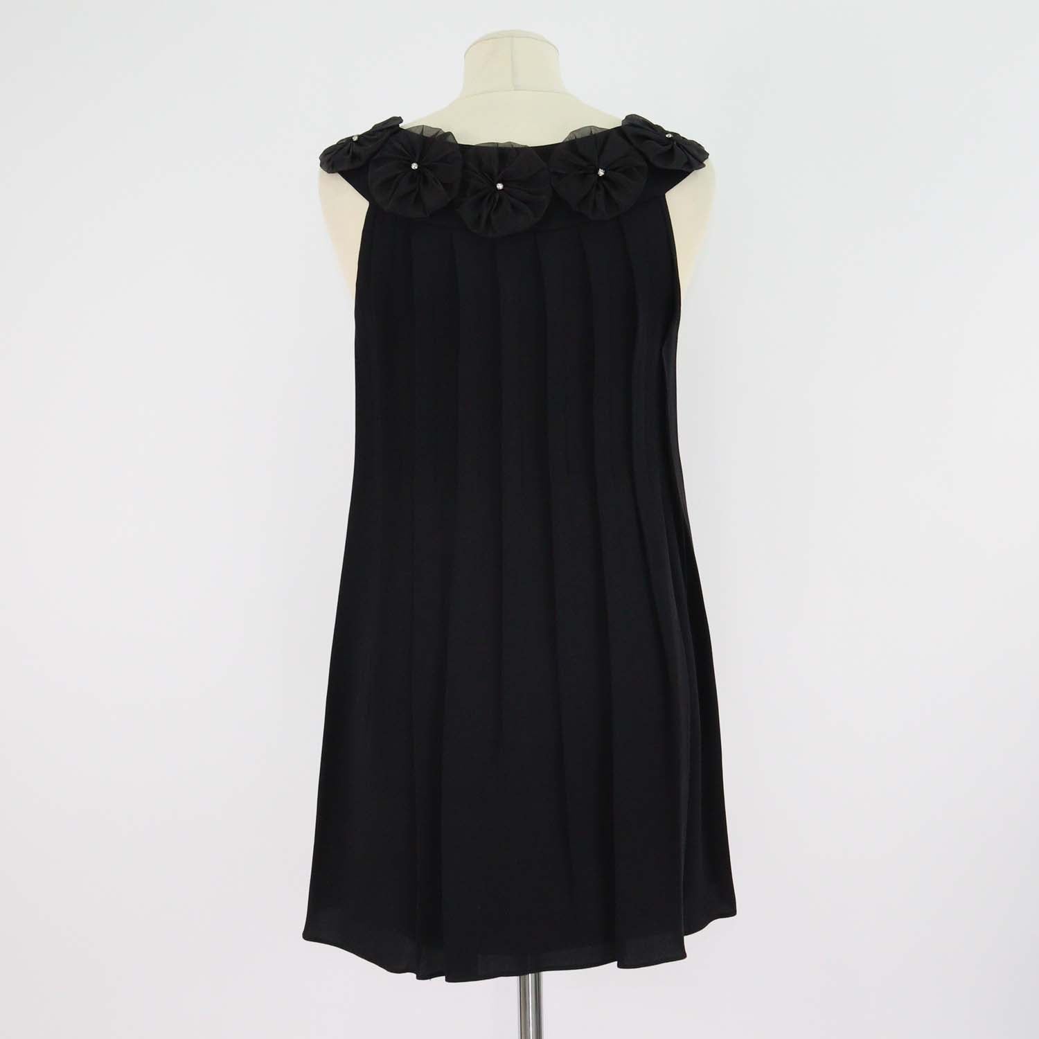 Alice+Olivia Black Silk Sleeveless Pleated Swing Tunic Top