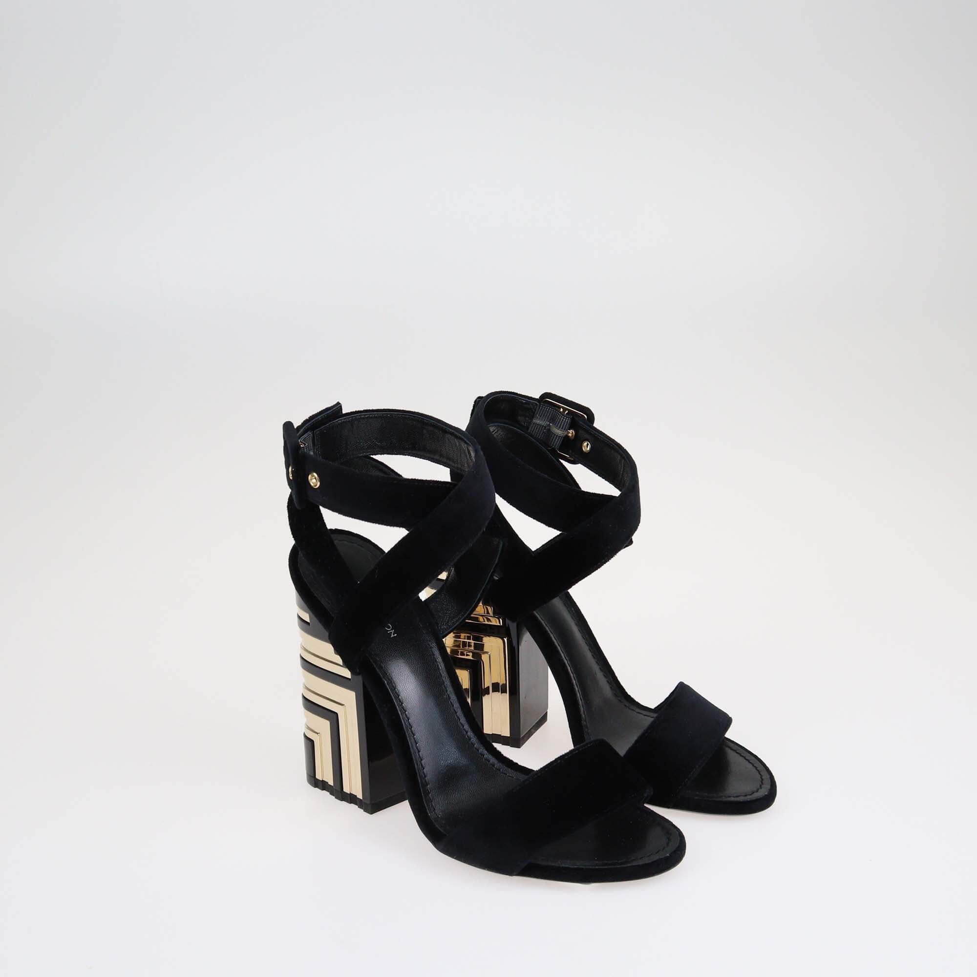 Louis Vuitton Black Ankle Wrap Sandals Shoes Louis Vuitton 