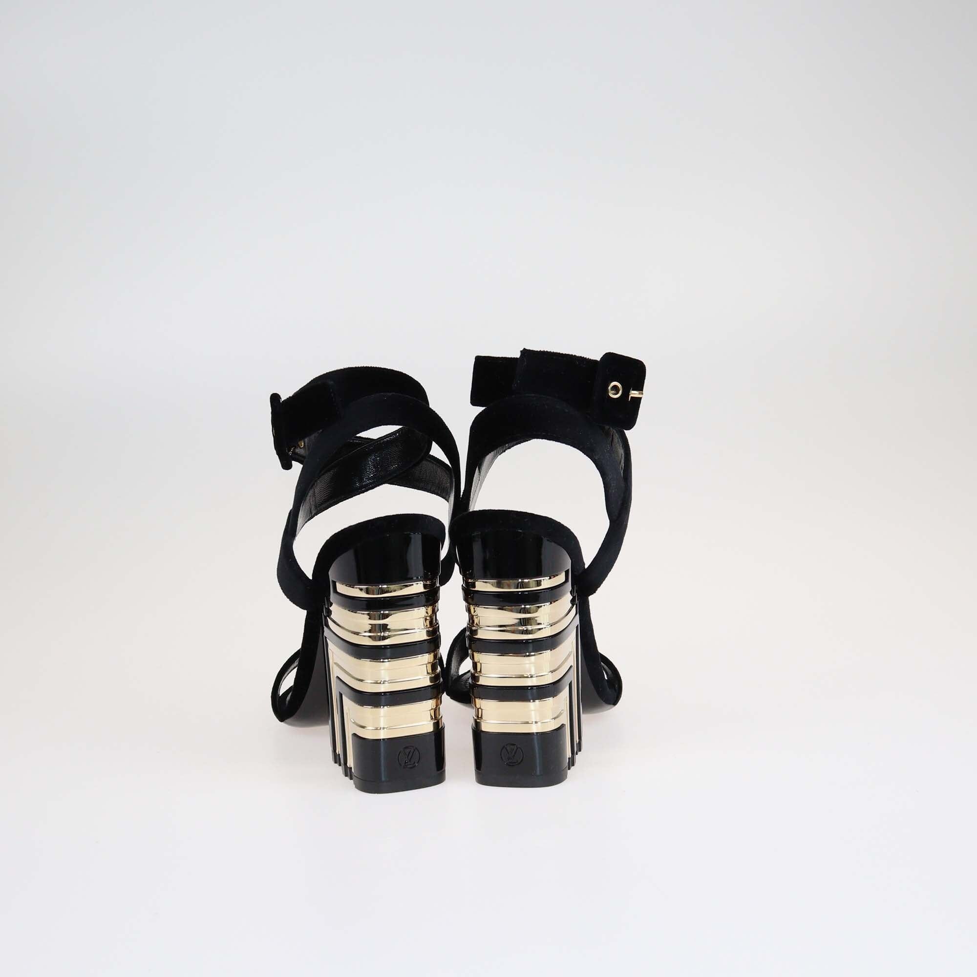 Louis Vuitton Black Ankle Wrap Sandals Shoes Louis Vuitton 