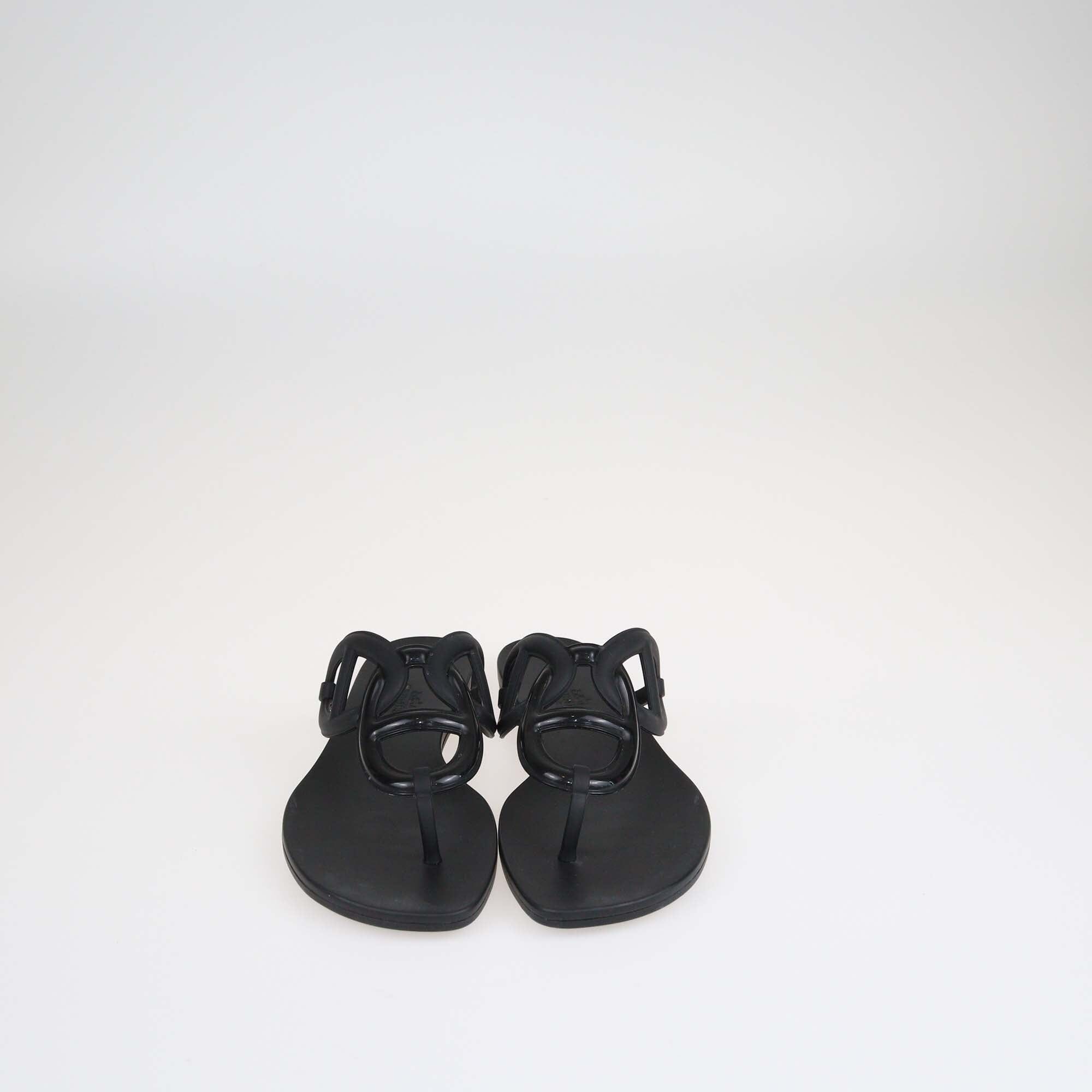 Hermes Black Egerie Sandals Shoes Hermes 