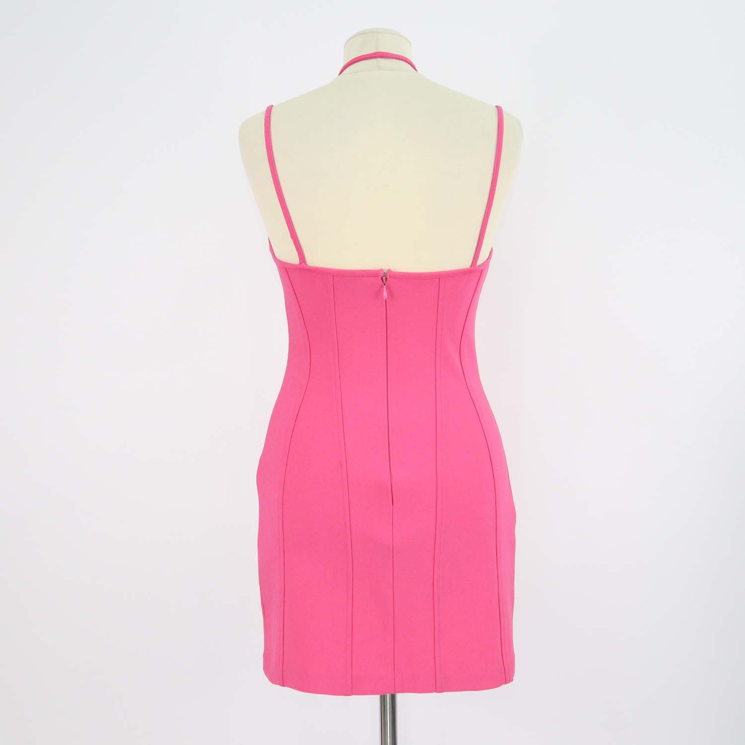 Blumarine Pink Blend Viscose Logo Embellished Mini Dress