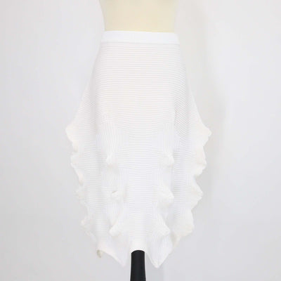 Issey Miyake White Polyester Linkage Midi Skirt