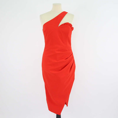 Lavish Alice Red Blend Polyester Ruched One-Shoulder Bodycon Dress