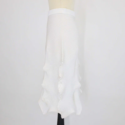 Issey Miyake White Polyester Linkage Midi Skirt