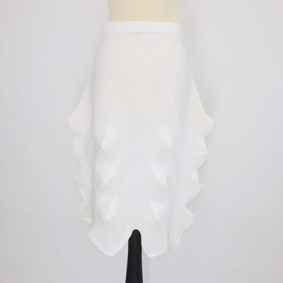 Issey Miyake White Polyester Linkage Midi Skirt