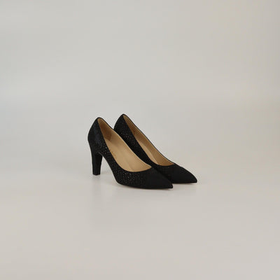 Chanel Black Embroidered Cap Pointed Toe Pumps Womens Chanel 