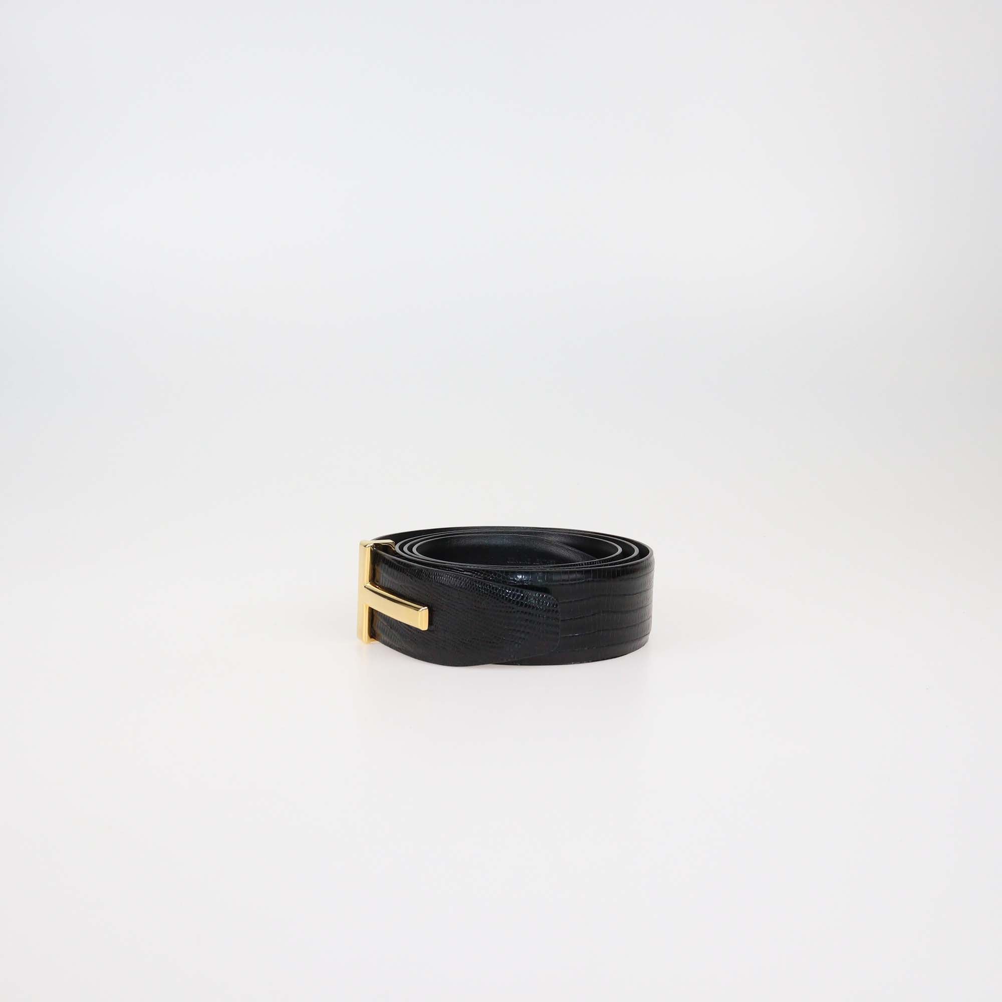 Tom Ford black Lizard T-Buckle Belt