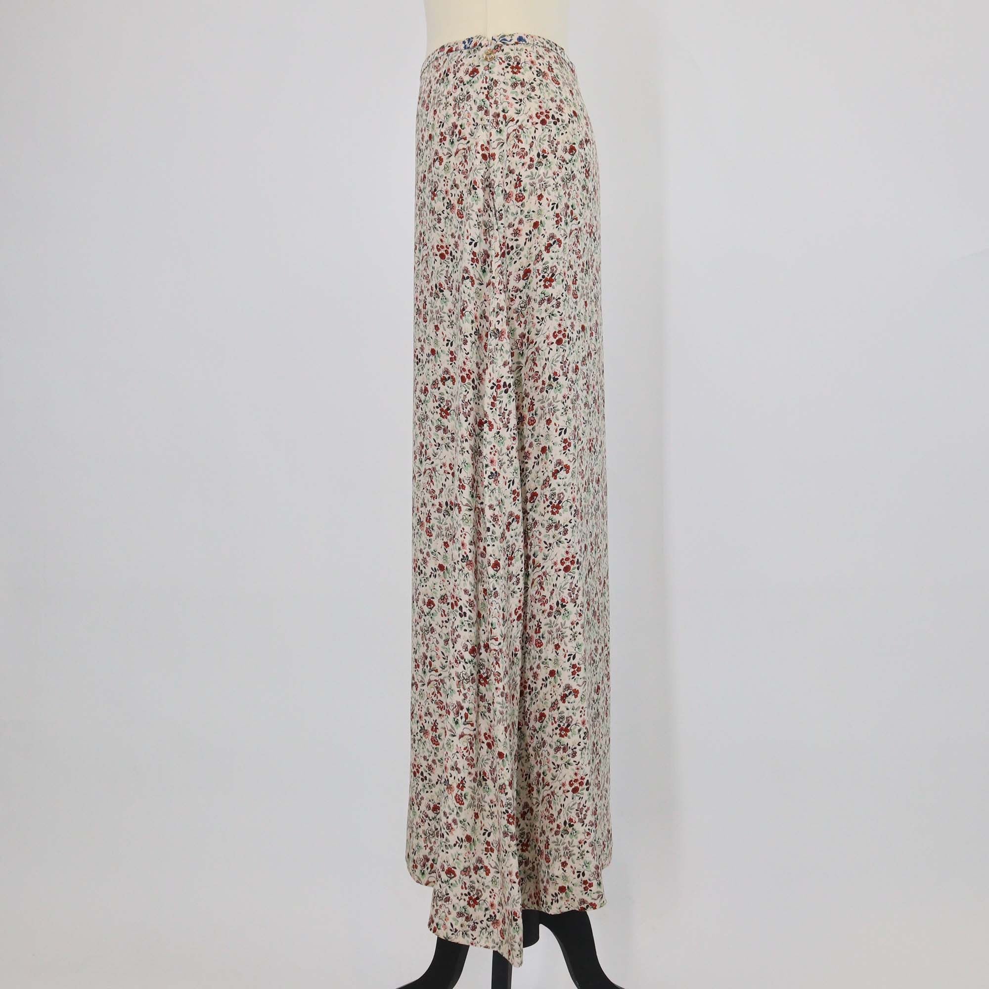 Loro Piana Multicolor Silk Floral Print Simona Maxi Skirt