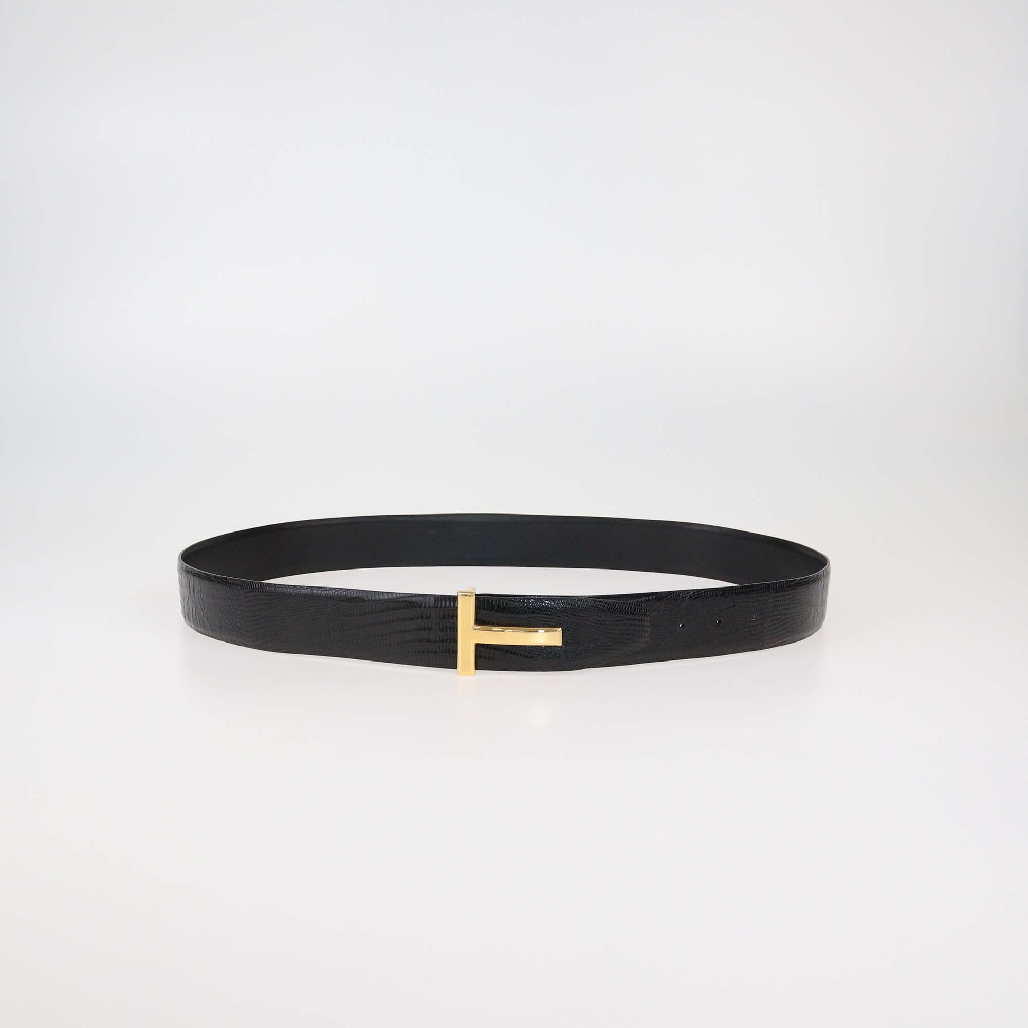 Tom Ford black Lizard T-Buckle Belt