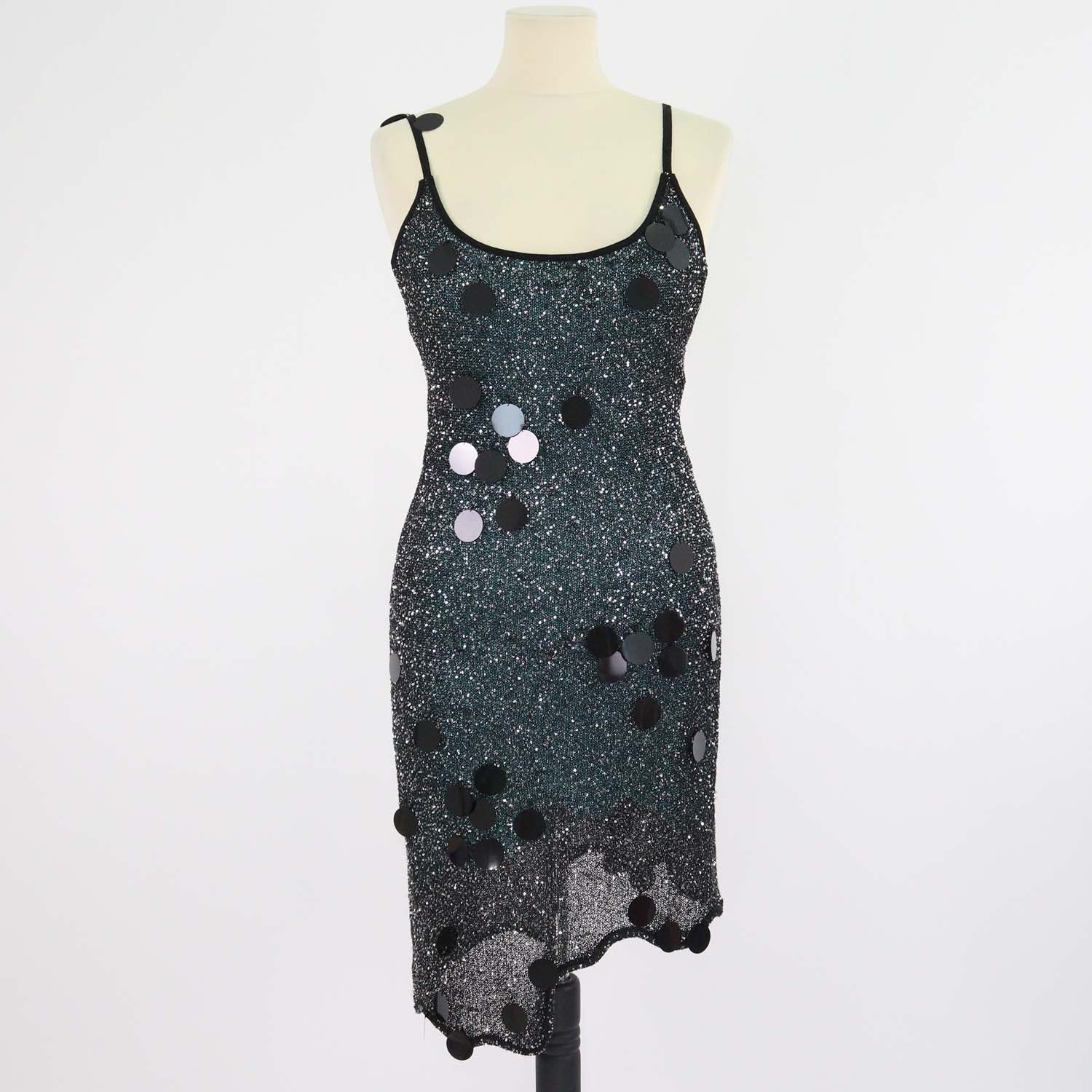 PH5 Black Polyester Sequin Embellished Knitted Mini Dress