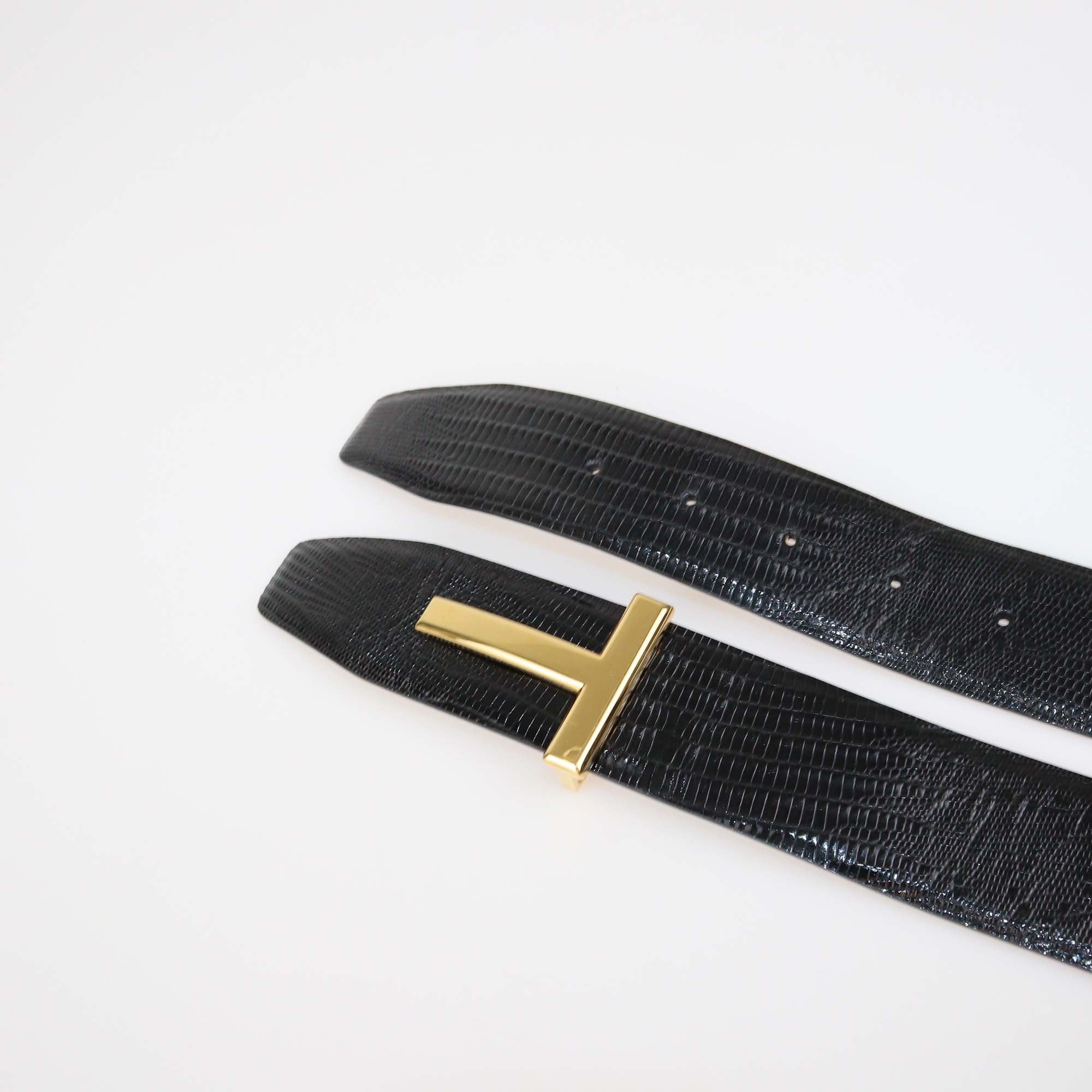 Tom Ford black Lizard T-Buckle Belt