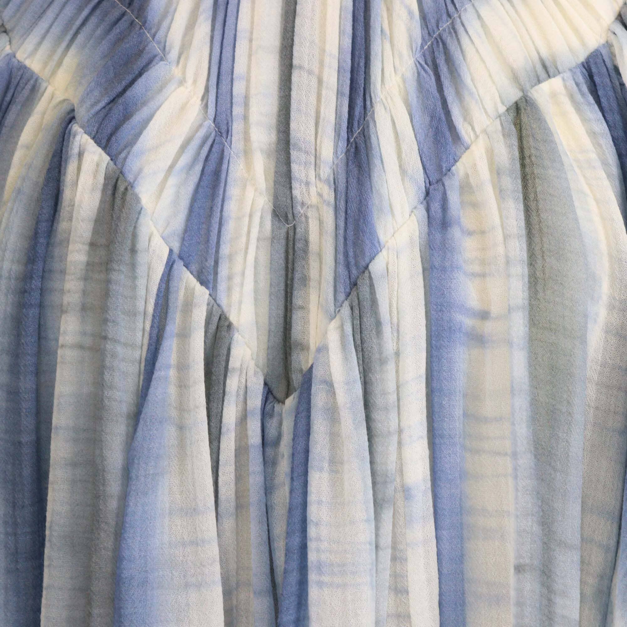 Chloe Blue/Beige Ruffled Tie-Dye Blouse Womens Chloe 