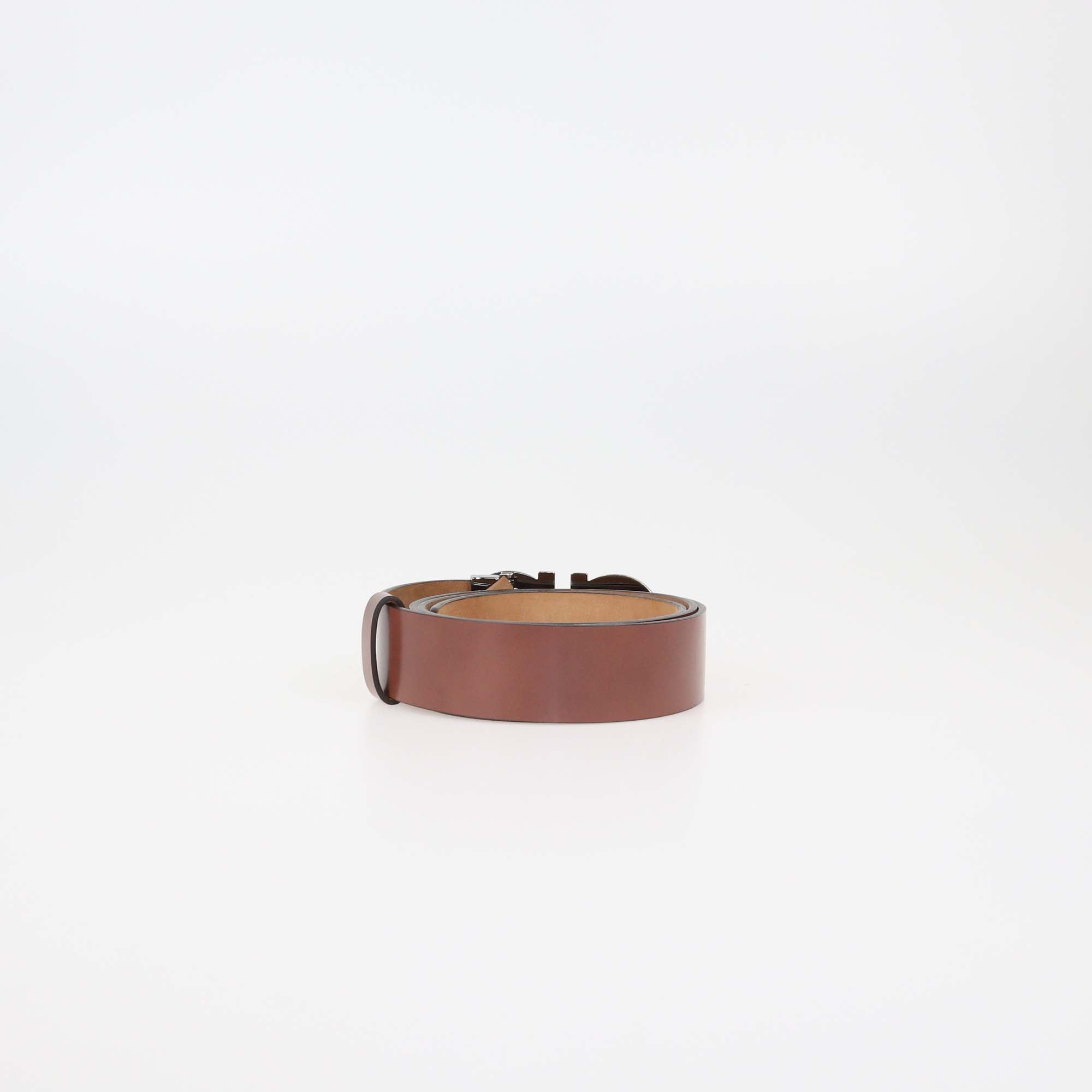 Salvatore Ferragamo Brown Leather Gancini Buckle Belt
