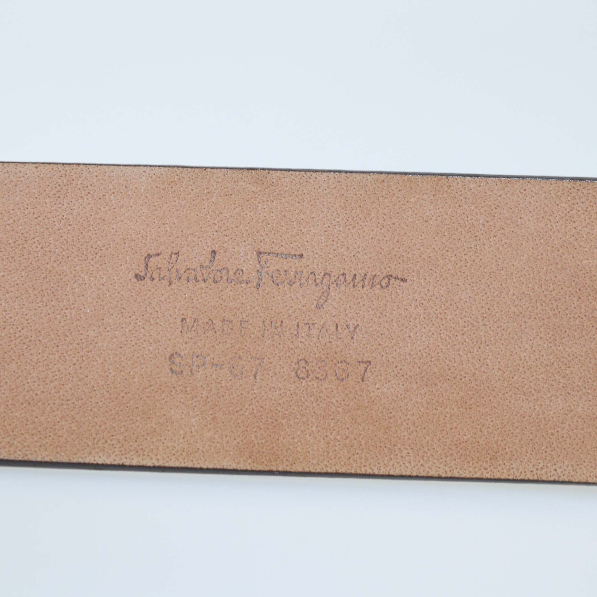 Salvatore Ferragamo Brown Leather Gancini Buckle Belt