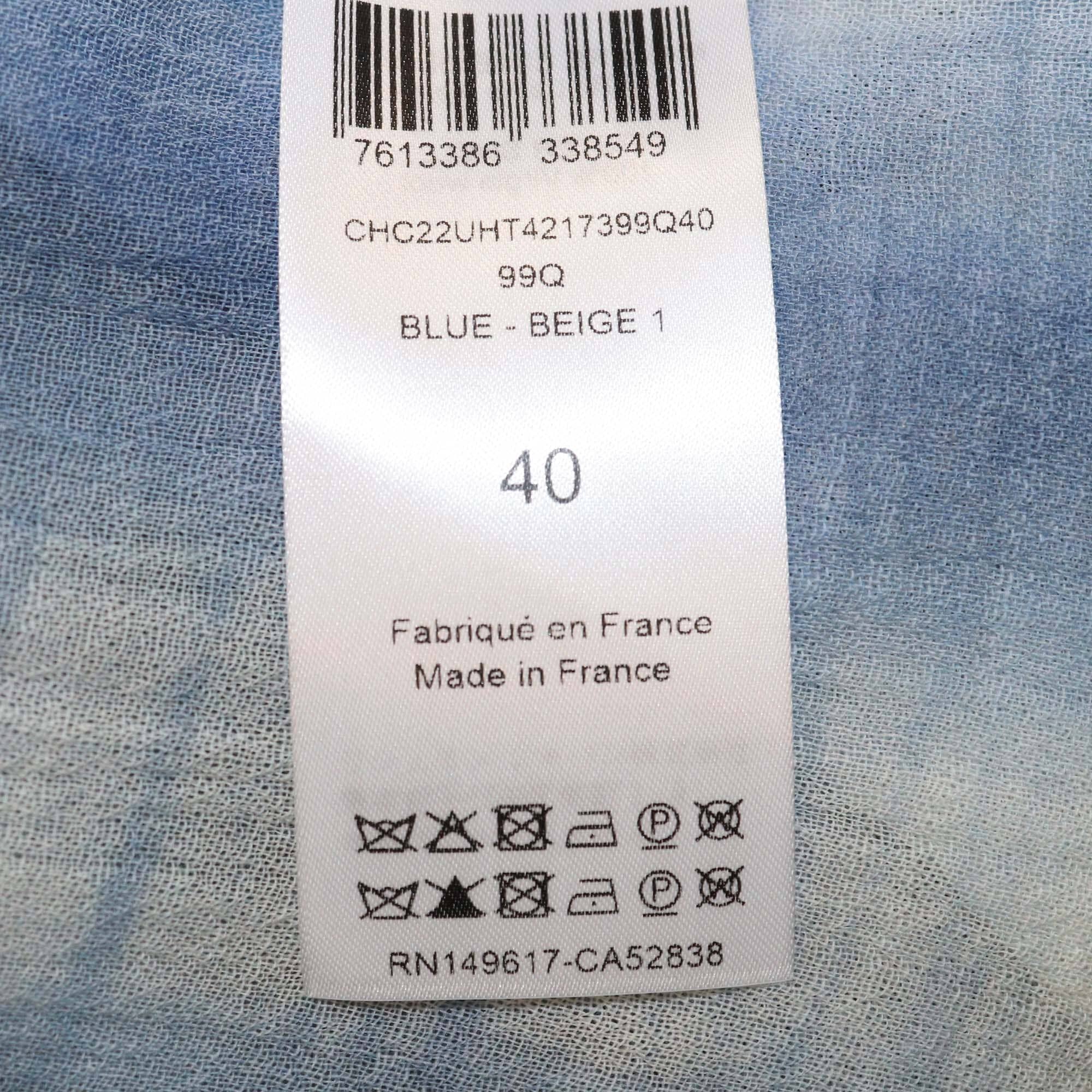 Chloe Blue/Beige Ruffled Tie-Dye Blouse Womens Chloe 