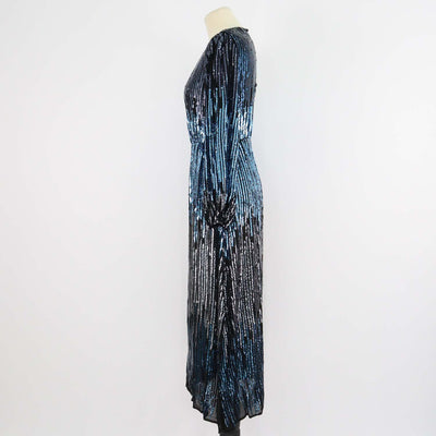 Rixo Metallic Viscose Sequins Midi Dress