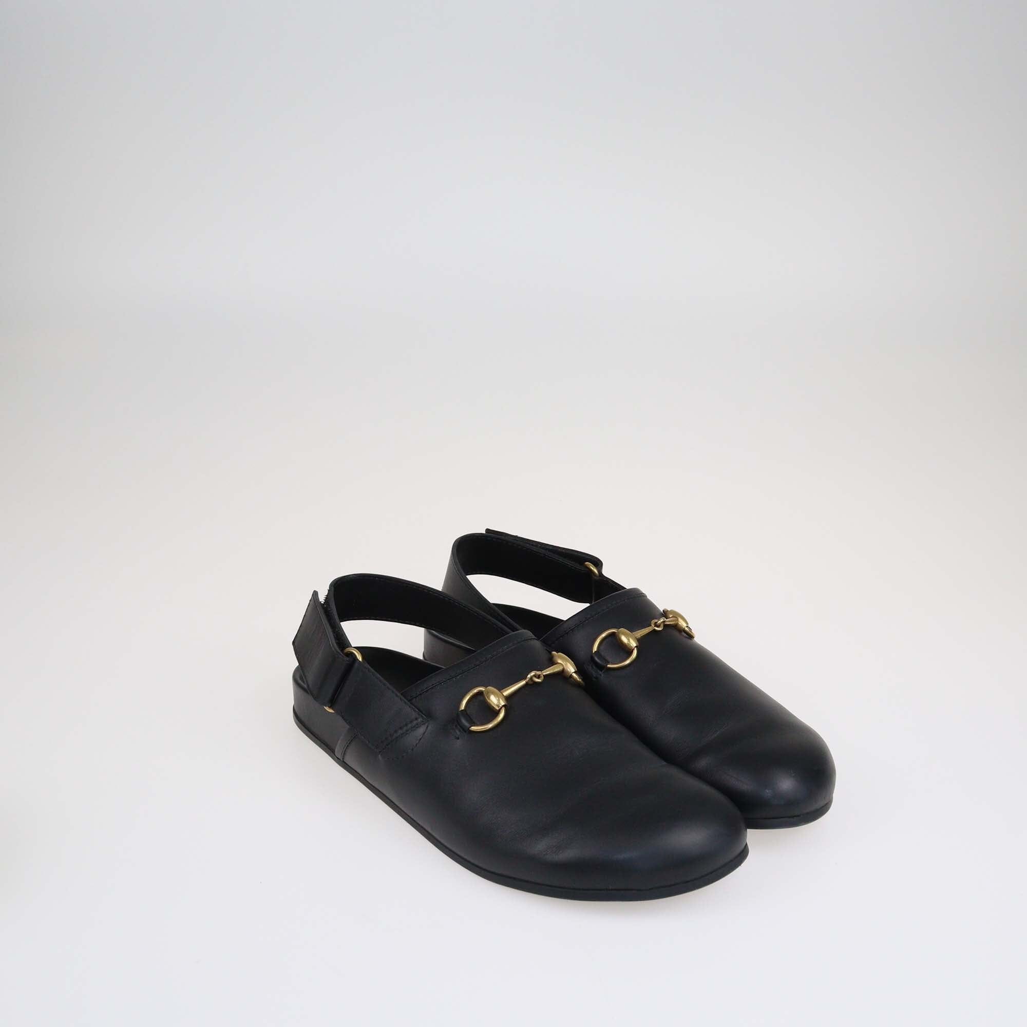 Gucci Black River Slingback Horsebit Slipper Shoes Gucci 