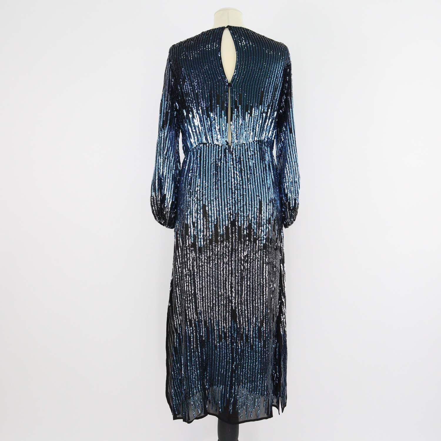 Rixo Metallic Viscose Sequins Midi Dress