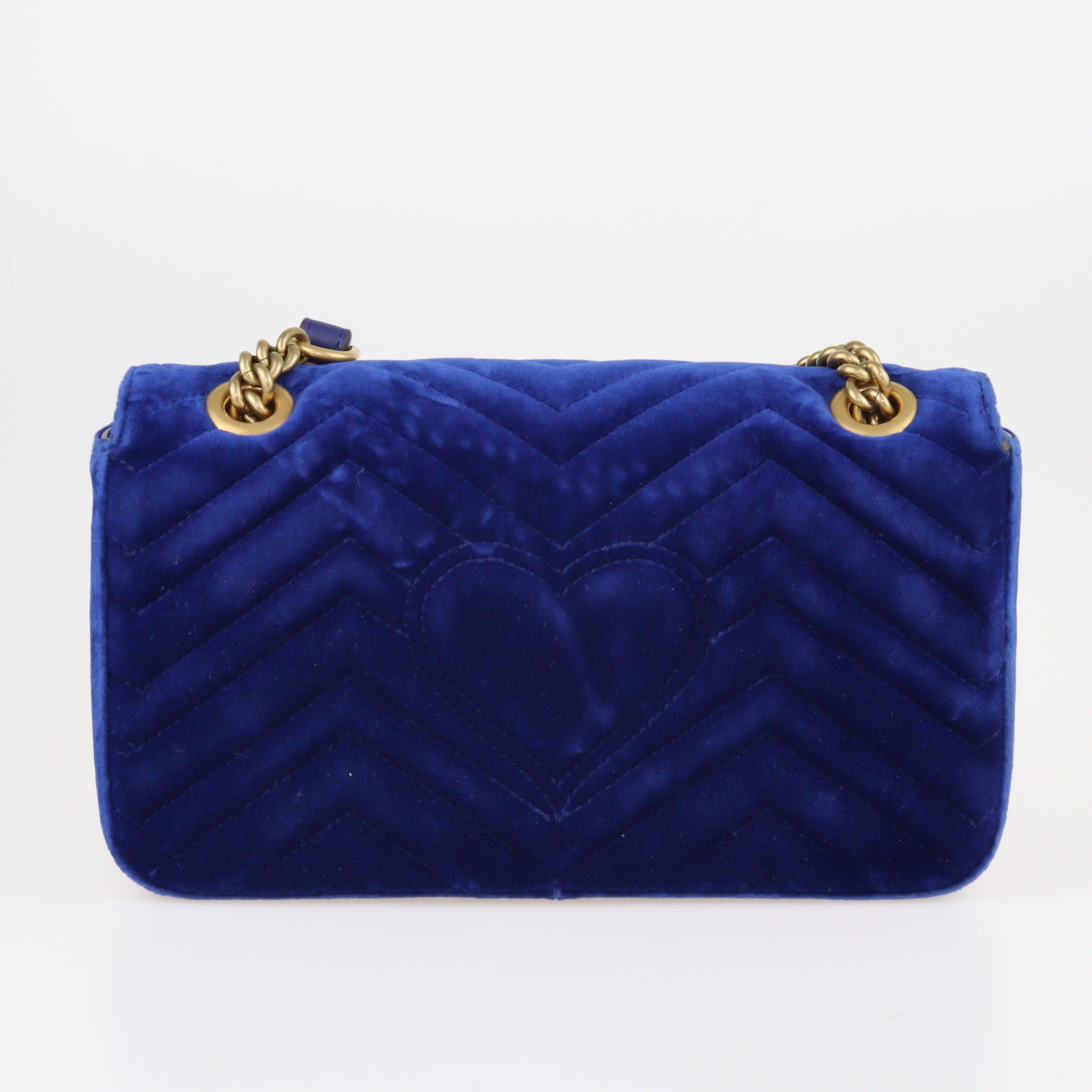 Blue Matelasse GG Marmont Small Shoulder Bag Bags Gucci 