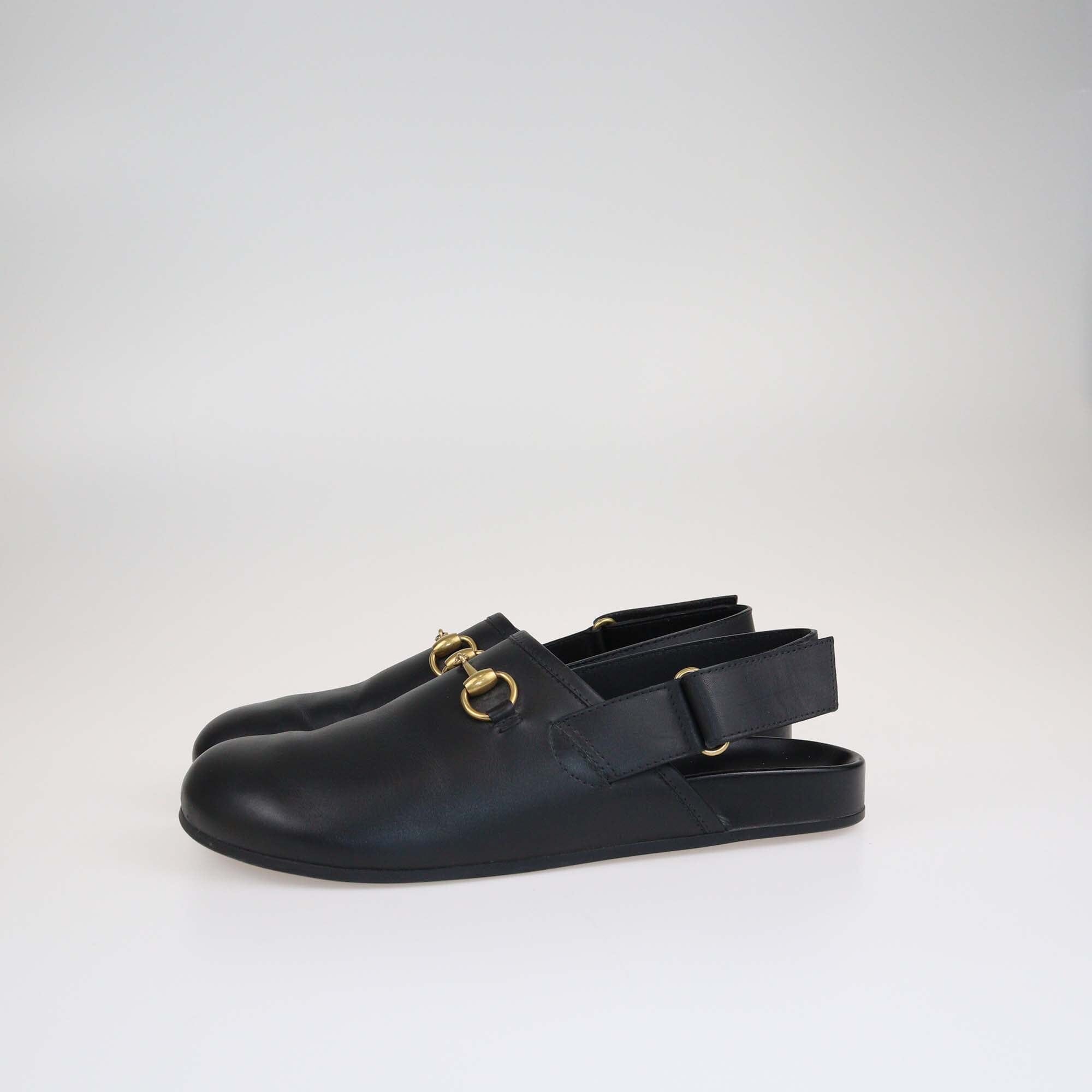 Gucci Black River Slingback Horsebit Slipper Shoes Gucci 