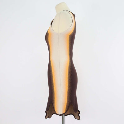 PH5 Tricolor Blend Viscose Aster Wavy Asymmetrical Dress