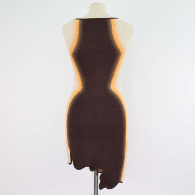 PH5 Tricolor Blend Viscose Aster Wavy Asymmetrical Dress