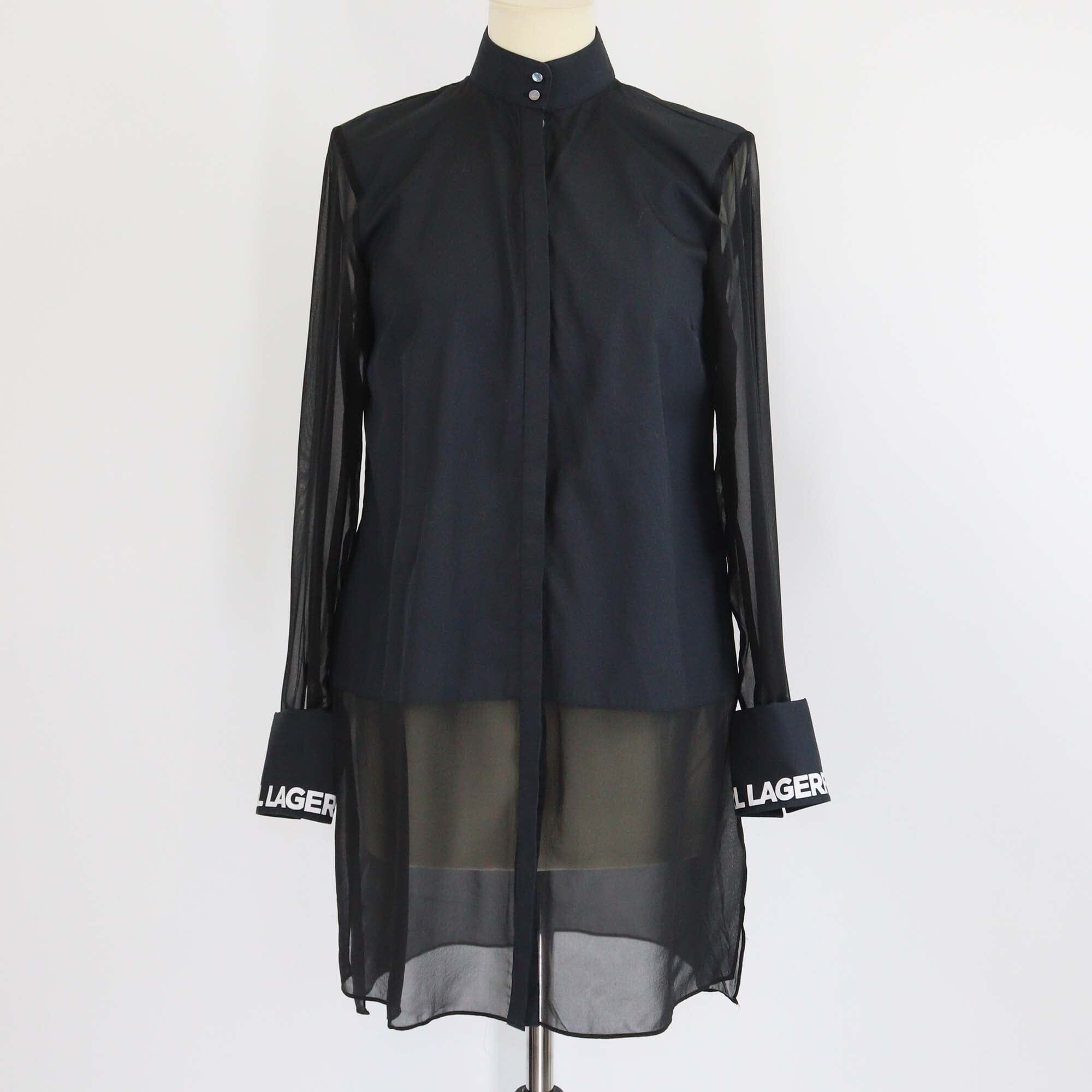 Karl Lagerfeld Black Logo Sleeve Cover Up Shirt Womens Karl Lagerfeld 